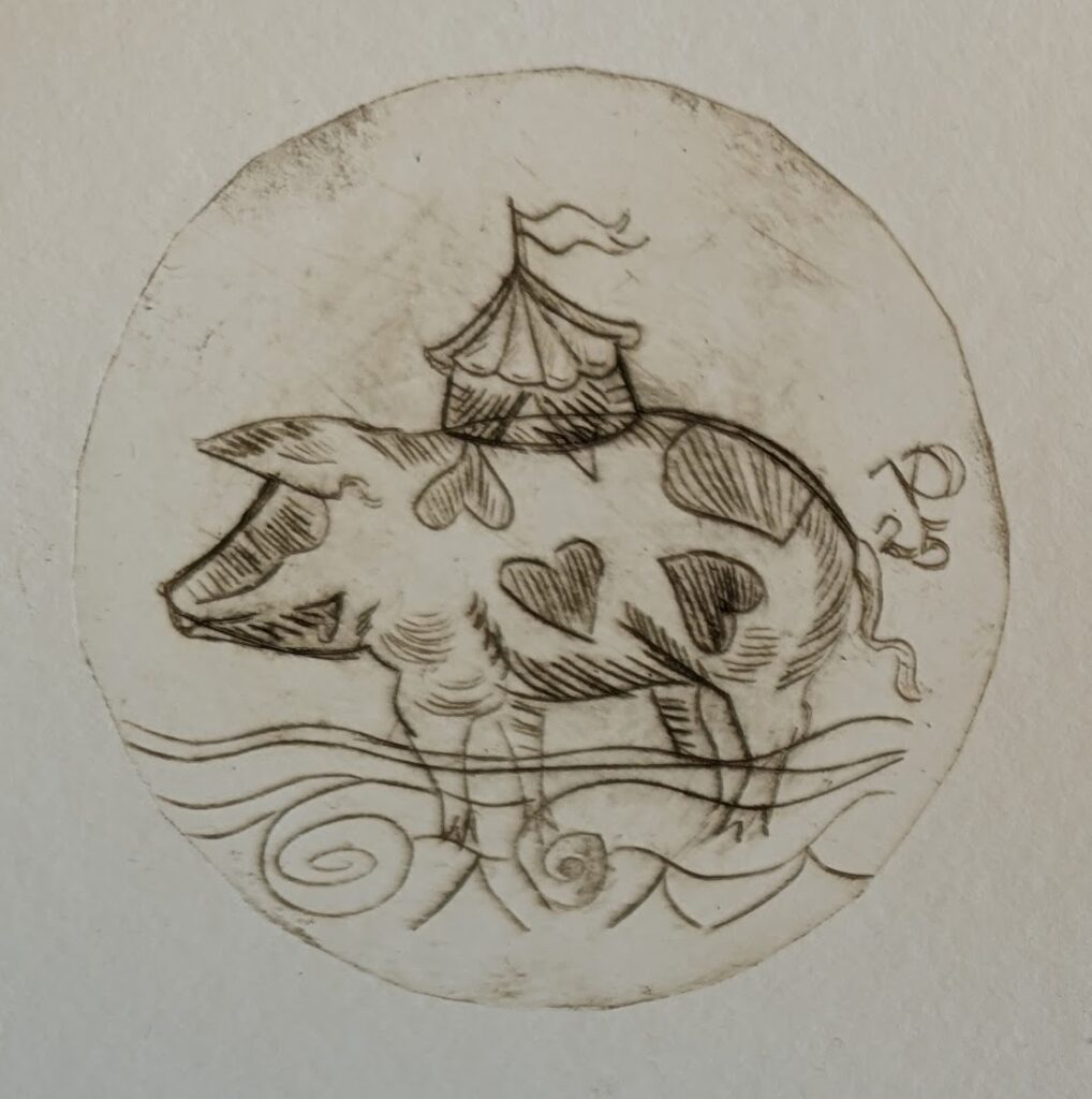 Circus pakt uit 2025 Proefdruk droge naald op plexiglas