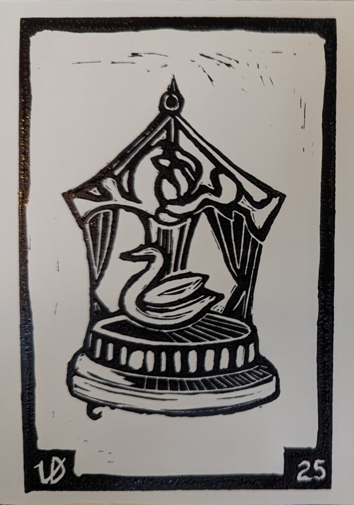 Carrousel 2025 Linodruk op papier 10x15cm