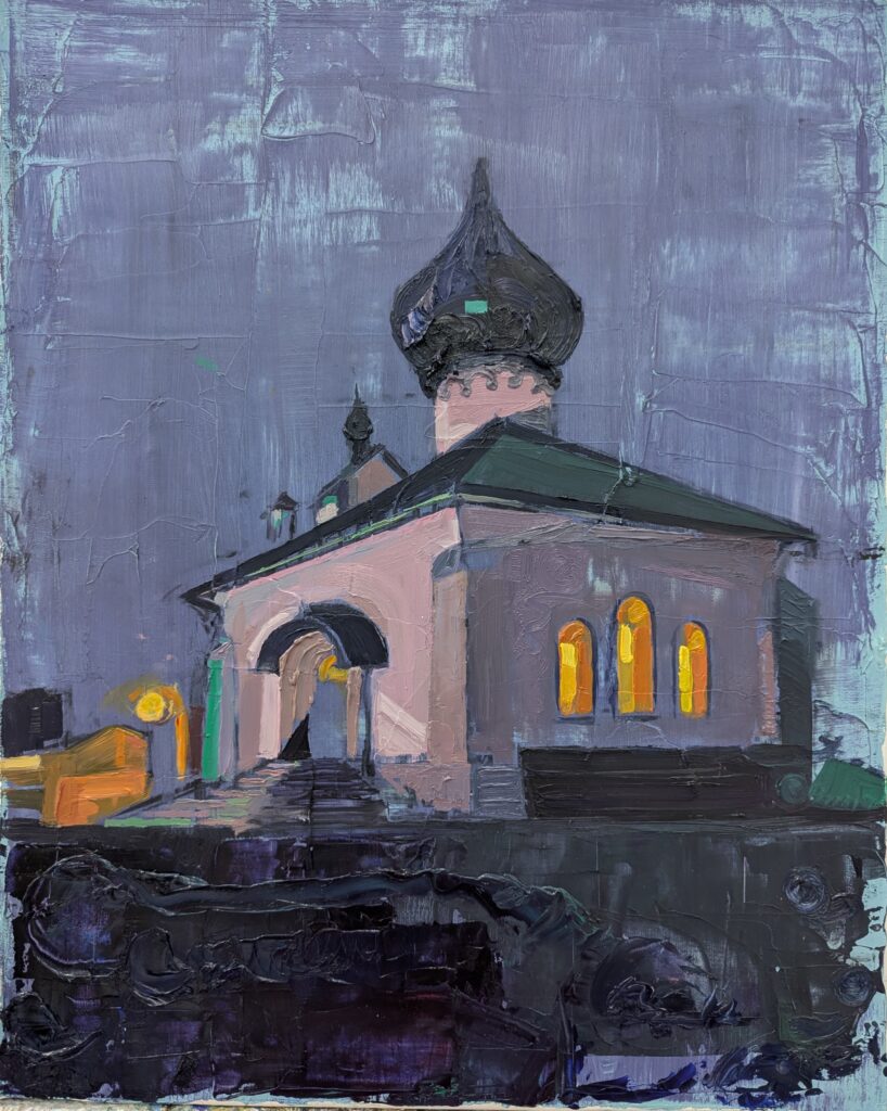 Toen ze mij doopte deugde mijn naam ook niet Kerk van de Kazaanse Icoon van de Moeder Gods Perm 2026 Olieverf op canvas 40x50cm